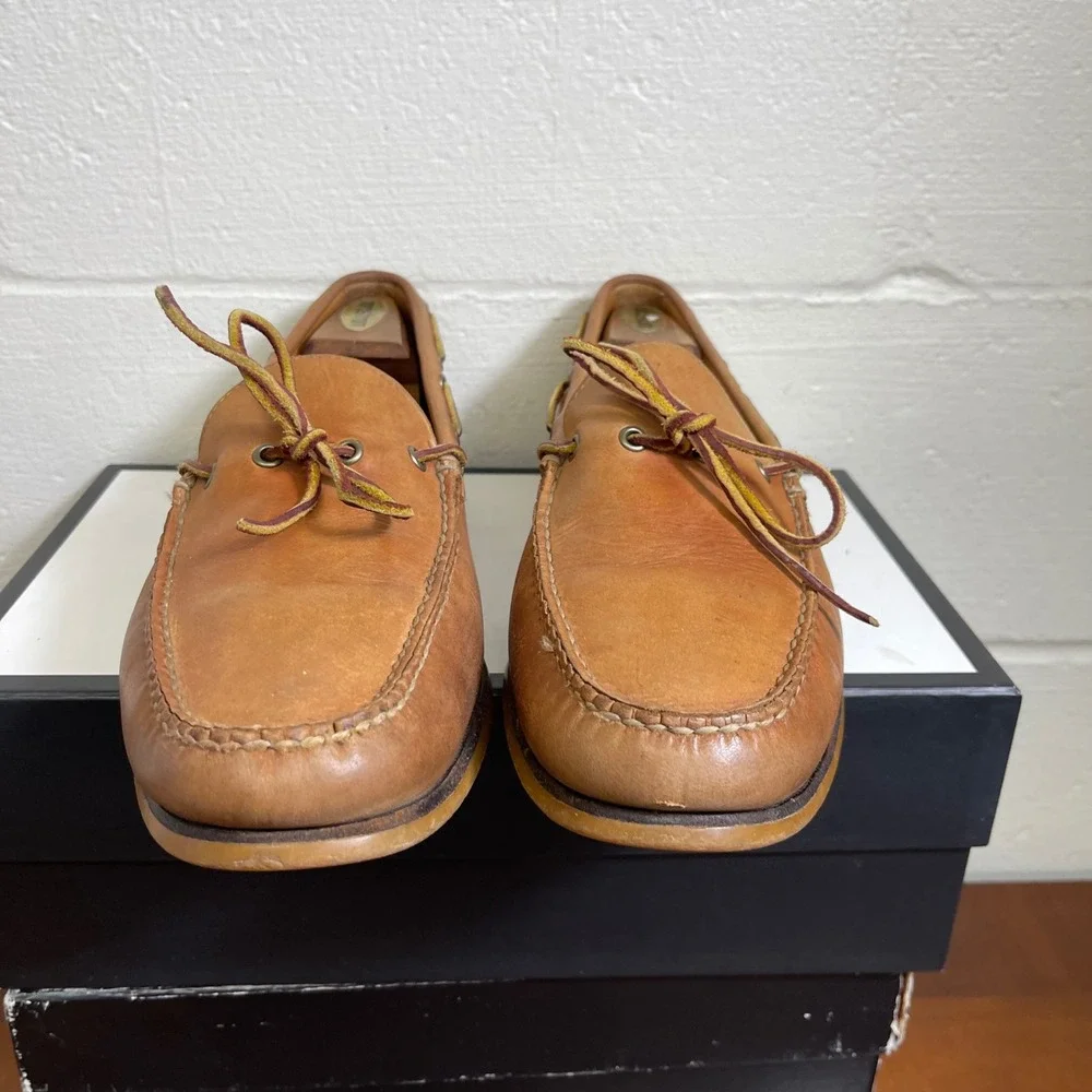 LL Bean Signature 297560 Moc Brown Leather Casual Loafer Slip On Mens Size 13 D